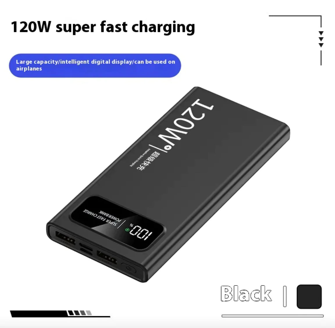 66W Super Fast Charge Mobile Power Bank - 20000mAh Large Capacity